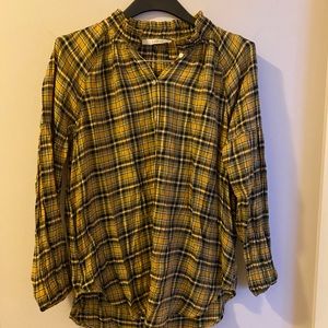 LOFT yellow checkered shirt SZ L
